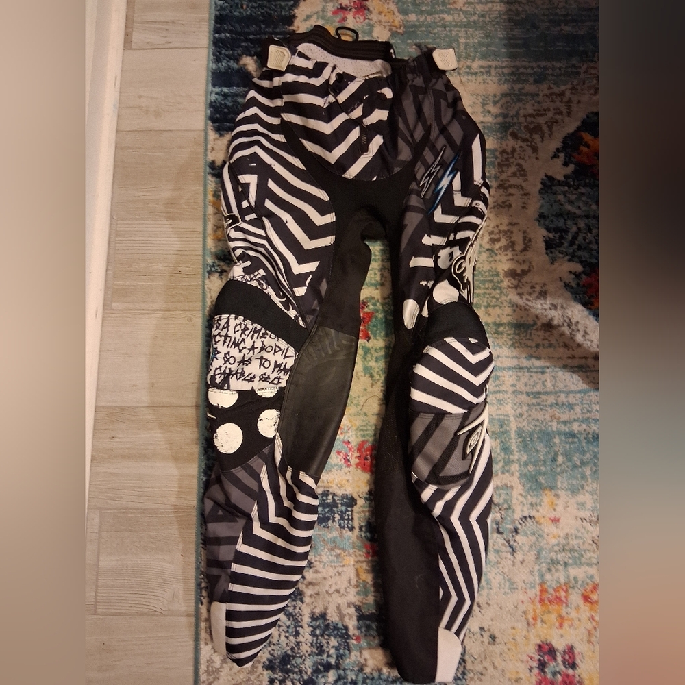 Black and White Skater Skateboarder Dirt Bike Graphic Pants